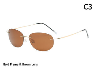 JackJad  Men Driving Ultralight Titanium Polarized Sunglasses Brand Design Rimless Oval Frame Sun Glasses Oculos De Sol