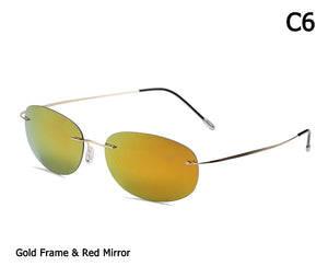 JackJad  Men Driving Ultralight Titanium Polarized Sunglasses Brand Design Rimless Oval Frame Sun Glasses Oculos De Sol