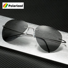 Load image into Gallery viewer, JackJad Men Ultralight Rimless Pilot Titanium POLARIZED Sunglasses Folding Hinge Driving Brand Design Sun Glasses Oculos De Sol