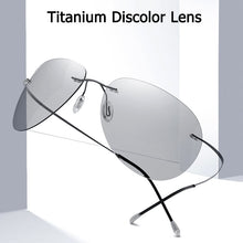 Load image into Gallery viewer, JackJad Men Ultralight Titanium Polarized Discolor Lens Sunglasses Rimless Aviation Style Brand Design Sun Glasses Oculos De Sol