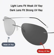 Load image into Gallery viewer, JackJad Men Ultralight Titanium Polarized Discolor Lens Sunglasses Rimless Aviation Style Brand Design Sun Glasses Oculos De Sol