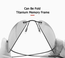 Load image into Gallery viewer, JackJad Men Ultralight Titanium Polarized Discolor Lens Sunglasses Rimless Aviation Style Brand Design Sun Glasses Oculos De Sol