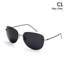 Load image into Gallery viewer, JackJad Men Ultralight Titanium Polarized Folding Hinge Sunglasses Rimless Aviation Style Brand Design Sun Glasses Oculos De Sol