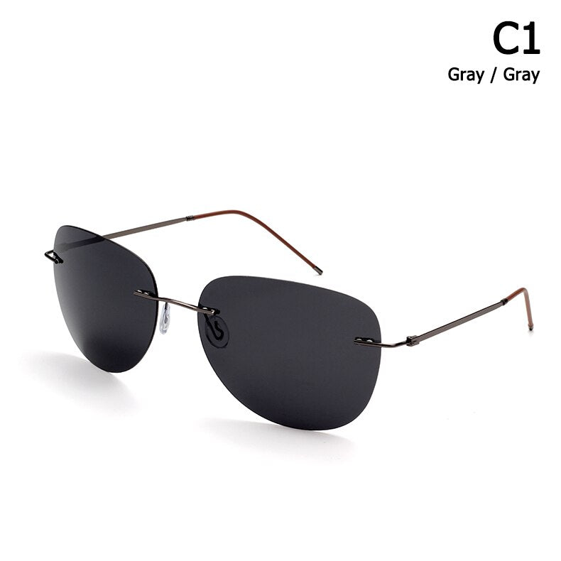 JackJad Men Ultralight Titanium Polarized Folding Hinge Sunglasses Rimless Aviation Style Brand Design Sun Glasses Oculos De Sol