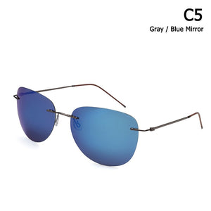 JackJad Men Ultralight Titanium Polarized Folding Hinge Sunglasses Rimless Aviation Style Brand Design Sun Glasses Oculos De Sol