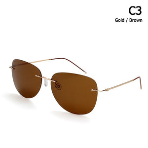 JackJad Men Ultralight Titanium Polarized Folding Hinge Sunglasses Rimless Aviation Style Brand Design Sun Glasses Oculos De Sol