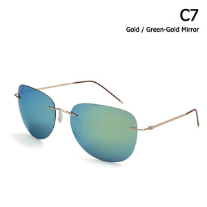 JackJad Men Ultralight Titanium Polarized Folding Hinge Sunglasses Rimless Aviation Style Brand Design Sun Glasses Oculos De Sol
