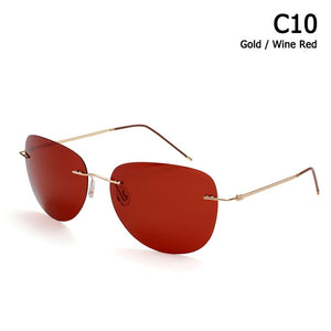 JackJad Men Ultralight Titanium Polarized Folding Hinge Sunglasses Rimless Aviation Style Brand Design Sun Glasses Oculos De Sol