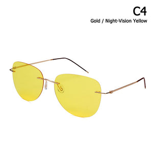 JackJad Men Ultralight Titanium Polarized Folding Hinge Sunglasses Rimless Aviation Style Brand Design Sun Glasses Oculos De Sol