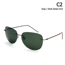 Load image into Gallery viewer, JackJad Men Ultralight Titanium Polarized Folding Hinge Sunglasses Rimless Aviation Style Brand Design Sun Glasses Oculos De Sol