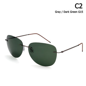 JackJad Men Ultralight Titanium Polarized Folding Hinge Sunglasses Rimless Aviation Style Brand Design Sun Glasses Oculos De Sol