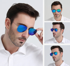 JackJad Men Ultralight Titanium Polarized Folding Hinge Sunglasses Rimless Aviation Style Brand Design Sun Glasses Oculos De Sol