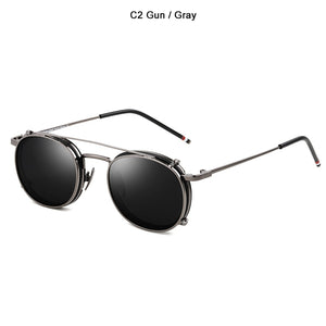 JackJad SteamPunk Style Lens Removable Polarized Sunglasses Clip On Vintage Round Metal Eyewear Sun Glasses Oculos De Sol 2776