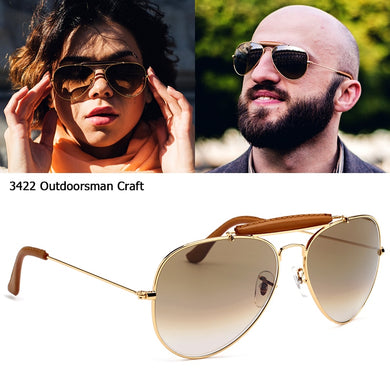 JackJad Vintage Classic 3422 OUTDOORSMAN CRAFT Style Leather Sunglasses 2023 Brand Optical Glass Lens Sun Glasses Oculos De Sol