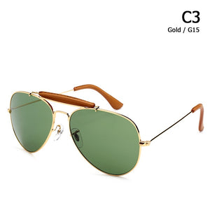 JackJad Vintage Classic 3422 OUTDOORSMAN CRAFT Style Leather Sunglasses 2023 Brand Optical Glass Lens Sun Glasses Oculos De Sol