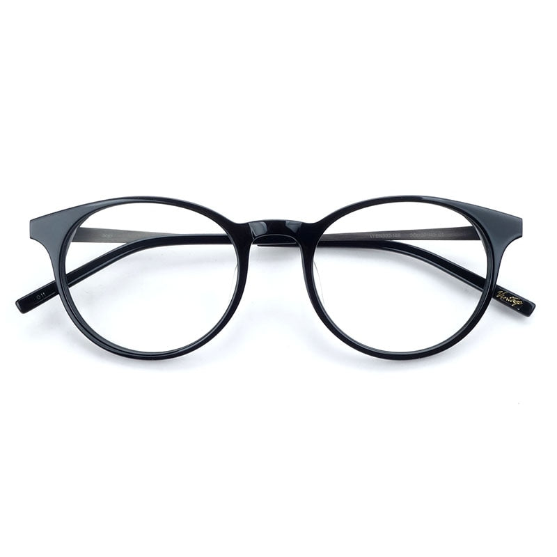 Japan Handmade Round Acetate Glasses Frames Super Lightweight Women/Men Titanium Temple Myopia/Reading/Progressive/Presbyopia