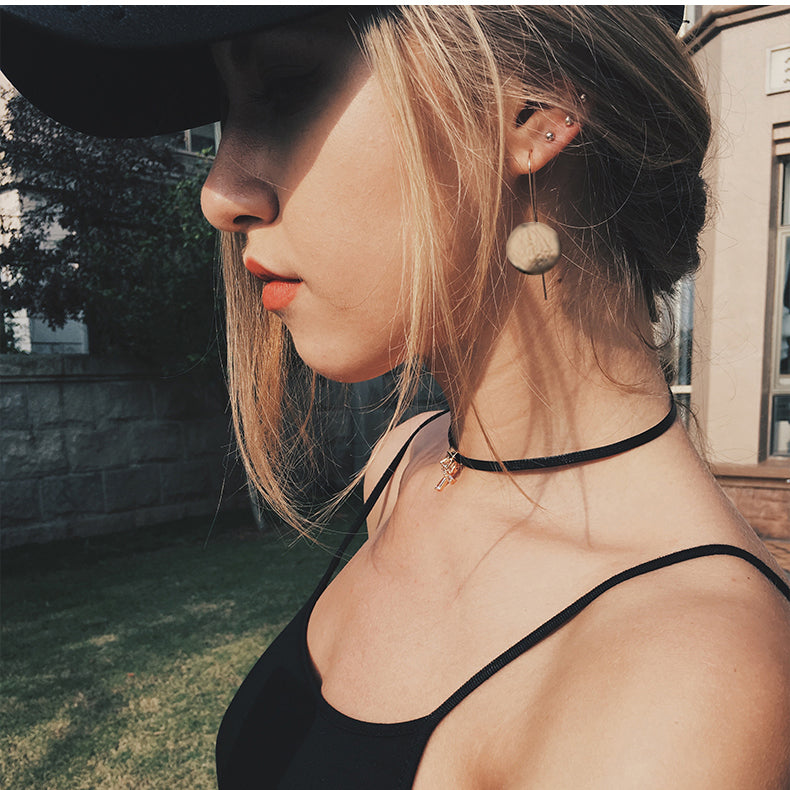 Japan and South Korea Simple Female Earrings Long Round-Shaped Earrings Jewelry Personality
