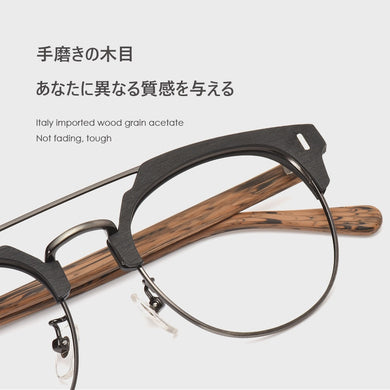 Japanese Brand Acetate Glasses Frame Man Women Wood Grain Myopia Computer Eyeglasses 2023 Eyewear Prescription Spectacle Metal