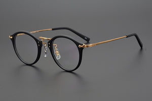 Japanese Brand Hand-Made Round Optical Glasses Frame Men Acetate Prescription Eyeglasses Women Retro Titanium Myopia Spectacles