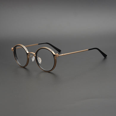 Japanese Handmade Classic Round Glasses Frame Titanium alloy Acetate Eyeglasses Men Women Circle Prescription Optical Eyewear
