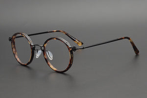 Japanese Handmade Classic Round Glasses Frame Titanium alloy Acetate Eyeglasses Men Women Circle Prescription Optical Eyewear