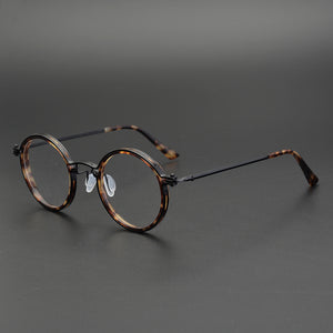 Japanese Handmade Classic Round Glasses Frame Titanium alloy Acetate Eyeglasses Men Women Circle Prescription Optical Eyewear