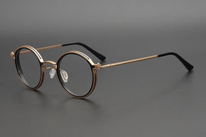 Japanese Handmade Classic Round Glasses Frame Titanium alloy Acetate Eyeglasses Men Women Circle Prescription Optical Eyewear
