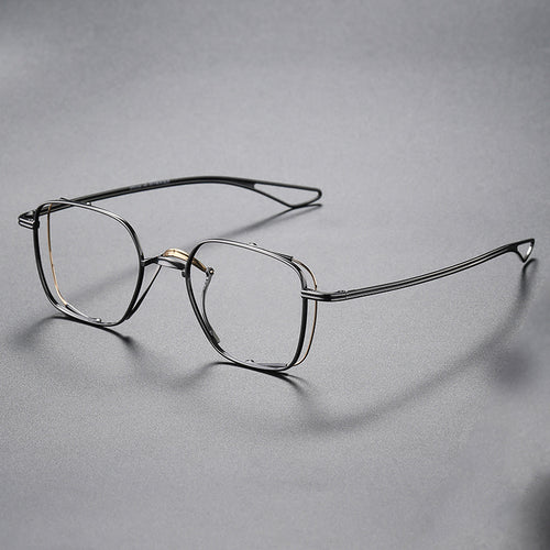 Japanese Handmade Design Pure Titanium Square Glasses Frame Men Double Beam Prescription Eyeglasses Women Optical Eyewear DTX124