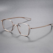 Load image into Gallery viewer, Japanese Handmade Design Pure Titanium Square Glasses Frame Men Double Beam Prescription Eyeglasses Women Optical Eyewear DTX124