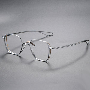 Japanese Handmade Design Pure Titanium Square Glasses Frame Men Double Beam Prescription Eyeglasses Women Optical Eyewear DTX124