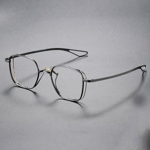 Japanese Handmade Design Pure Titanium Square Glasses Frame Men Double Beam Prescription Eyeglasses Women Optical Eyewear DTX124