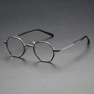 Japanese Handmade Designer Titanium Acetate Women Glasses Frame Men Retro Polygonal 80837 Myopia Eyeglasses Eyewear Optical Lens