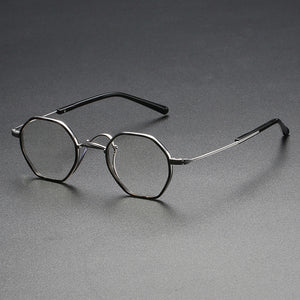 Japanese Handmade Designer Titanium Acetate Women Glasses Frame Men Retro Polygonal 80837 Myopia Eyeglasses Eyewear Optical Lens