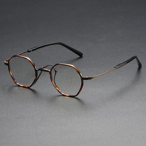 Japanese Handmade Designer Titanium Acetate Women Glasses Frame Men Retro Polygonal 80837 Myopia Eyeglasses Eyewear Optical Lens