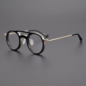 Japanese Handmade Glasses Frame Classic Round Titanium Acetate Eyeglasses for Men's Women's Retro Prescription Optical Eyewear