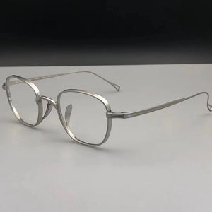 Japanese Handmade John Lennon Small Square Titanium Glasses Frame Men Retro Eyeglasses Myopia Reading Eyewear With Original Box