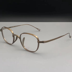 Japanese Handmade John Lennon Small Square Titanium Glasses Frame Men Retro Eyeglasses Myopia Reading Eyewear With Original Box