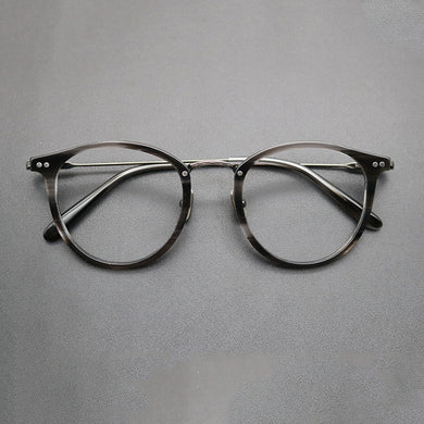 Japanese Handmade Round Optical Glasses Frame Men Acetate Prescription Eyeglasses Women Pure Titanium Myopia Spectacles Fashion