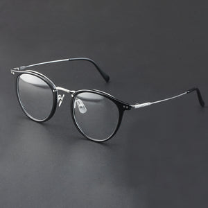 Japanese Handmade Round Optical Glasses Frame Men Acetate Prescription Eyeglasses Women Pure Titanium Myopia Spectacles Fashion