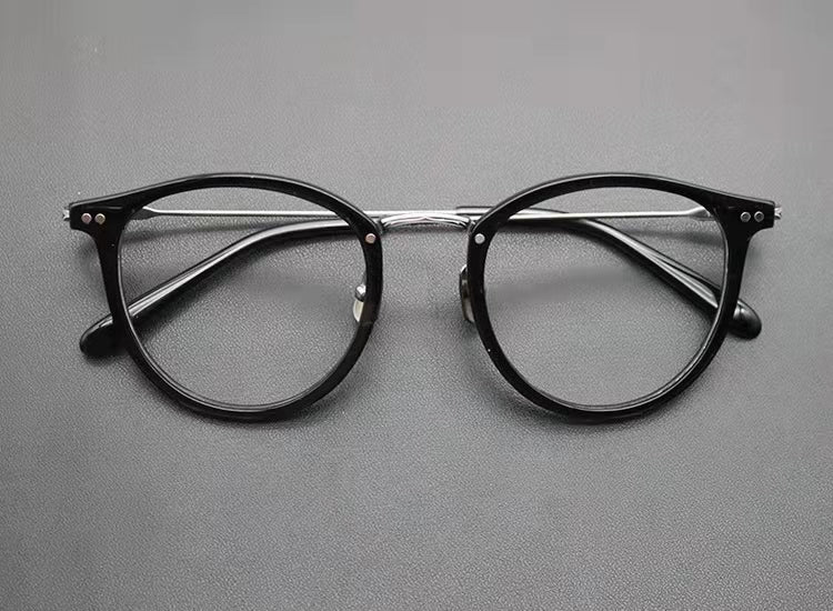 Japanese Handmade Round Optical Glasses Frame Men Acetate Prescription Eyeglasses Women Pure Titanium Myopia Spectacles Fashion