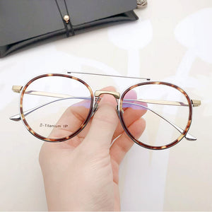 Japanese Handmade Titanium Double Beam Round OpticsReading Eyeglasses Myopia Progressive Glasses Frame Men's Women