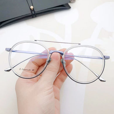 Japanese Handmade Titanium Double Beam Round OpticsReading Eyeglasses Myopia Progressive Glasses Frame Men's Women
