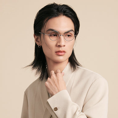 Japanese Handmade Vintage Glasses Frames Acetate Eyeglasses No Nose Pads Eyewear Round Men Woman Frame Popular Myopia KMN-103