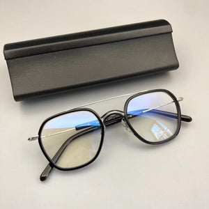 Japanese Retro Handmade Titanium Glasses Frame Men Square Prescriptipn Eyeglasses Women Optical Myopia Double Beam Eyewear Gafas