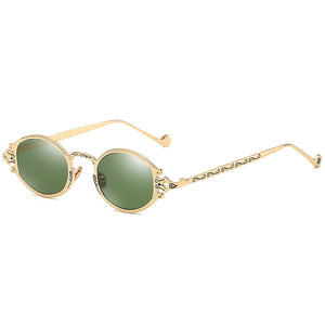 Occhiali da sole ovali Steampunk in stile giapponese Occhiali da vista con montatura in metallo gotico inciso Occhiali da tiro da strada Occhiali da sole UV400 
