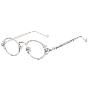 Occhiali da sole ovali Steampunk in stile giapponese Occhiali da vista con montatura in metallo gotico inciso Occhiali da tiro da strada Occhiali da sole UV400 