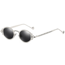 Carica l&#39;immagine nel visualizzatore di Gallery, Occhiali da sole ovali Steampunk in stile giapponese Occhiali da vista con montatura in metallo gotico inciso Occhiali da tiro da strada Occhiali da sole UV400 