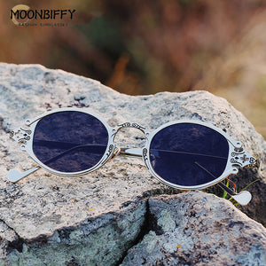 Occhiali da sole ovali Steampunk in stile giapponese Occhiali da vista con montatura in metallo gotico inciso Occhiali da tiro da strada Occhiali da sole UV400 
