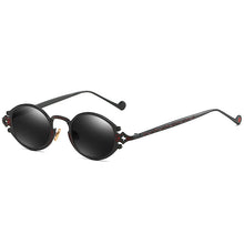 Carica l&#39;immagine nel visualizzatore di Gallery, Occhiali da sole ovali Steampunk in stile giapponese Occhiali da vista con montatura in metallo gotico inciso Occhiali da tiro da strada Occhiali da sole UV400 