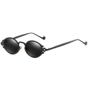 Occhiali da sole ovali Steampunk in stile giapponese Occhiali da vista con montatura in metallo gotico inciso Occhiali da tiro da strada Occhiali da sole UV400 